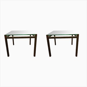 Mid-Century Side Tables in Brass & Glass, 1960s, Set of 2