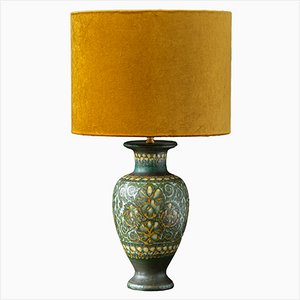 Gouda Art Nouveau–Art Deco Table Lamp with Velvet Shade, 1921