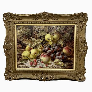 Oliver Clare, Still Life with Fruits, Oil on Board, 1900s, Framed