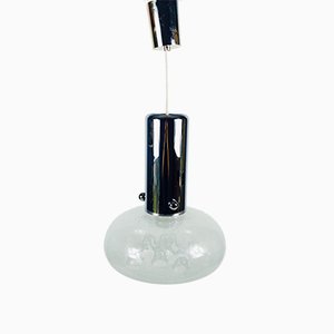 Vintage Italian Murano Glass & Chrome Hanging Lamp, 1970s