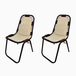 Vintage Stühle aus Leinen & Stahl, 2er Set