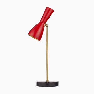 Lámpara de mesa Wormhole en rojo de Simone Calcinai para Brass Brothers