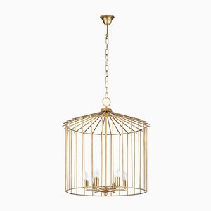 Petit Lustre avec Chaîne Cage par Niccolo De Ruvo pour Brass Brothers