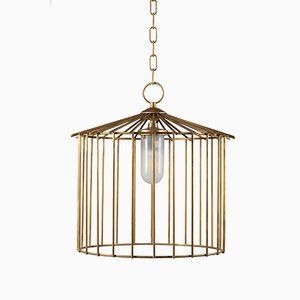 Mittlere Cage Chain Outdoor Hängelampe von Niccolo De Ruvo für Brass Brothers