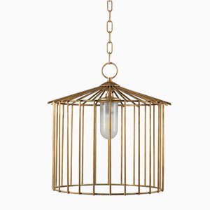 Lampada da esterno con catena a gabbia piccola di Niccolo De Ruvo per Brass Brothers