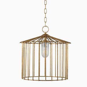 Petite Lampe à Suspension d'Extérieur Cage par Niccolo De Ruvo pour Brass Brothers