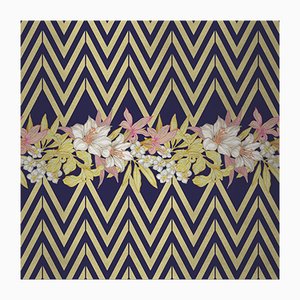 Flowers and Chevron Pattern 2 Fabric Wall Covering by Chiara Mennini for Midsummer-Milano