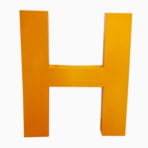 Large Vintage Industrial Lacquered Metal Letter H, 1960s
