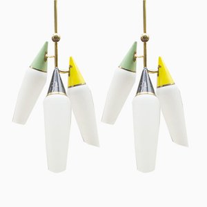 Italian Ceiling Sputnik Lamps, 1950s, Set of 2