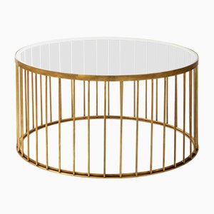 Runder Cage Couchtisch von Niccolo De Ruvo für Brass Brothers