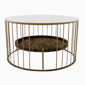 Table Basse Cage Ronde par Niccolo De Ruvo pour Brass Brothers