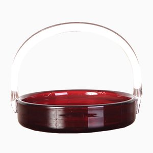 Tschechoslowakische karminrote Glasschale, 1930er