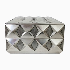 Versilberte Diamond Point Metalldose von Francoise Sée, 1970er