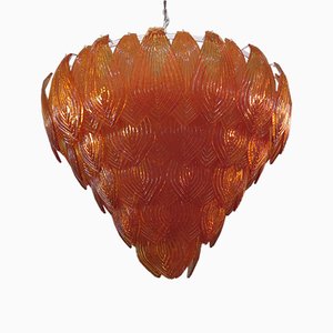 Lampadari arancioni in vetro di Murano, anni '40