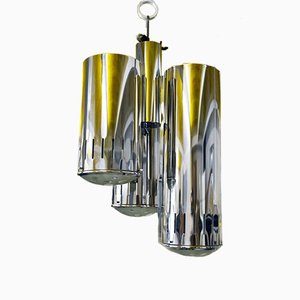 Lámpara colgante de latón cromado y vidrio de Reggiani, años 60