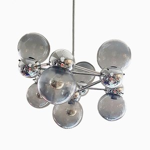 Italian Atomic Ceiling Lamp with Murano Bubbles and Chrome Mount, 1960s