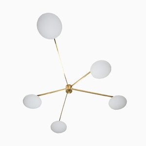 Brass & Opaline Glass Stella Starfish Chrome Lucid Ceiling or Wall Lamp from Design for Macha