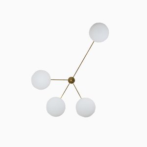 Brass & Opaline Glass Stella Love Chrome Lucid Ceiling or Wall Lamp from Design for Macha