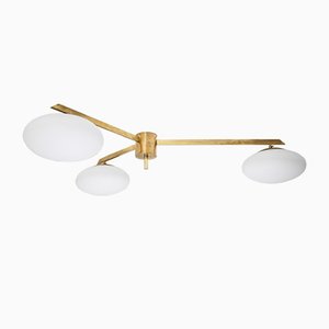 Brass & Opaline Glass Stella Triennale Ceiling or Wall Lamp from Design for Macha