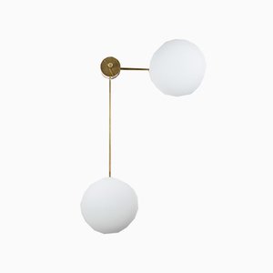 Stella 12:15 Verchromte Decken- oder Wandlampe aus Messing & Opalglas von Design for Macha