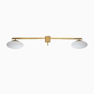 Brass & Opaline Glass Stella Snooker Chrome Lucid Wall or Ceiling Lamp from Design for Macha