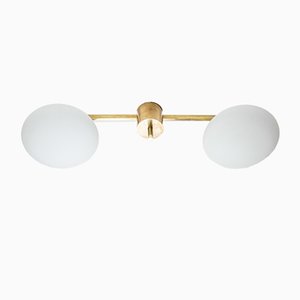 Brass & Opaline Glass Stella Toi & Moi Chrome Lucid Ceiling or Wall Lamp from Design for Macha