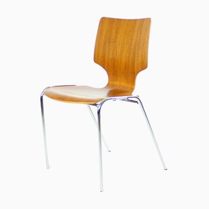 Wood & Chrome Stackable Chair, 1982