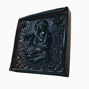 Danish Sun Catcher Virgin Zodiac Glass Plaque from Holmegaard, 1960s