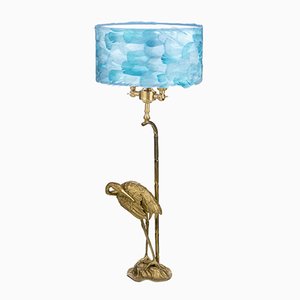 Hellblaue Fauna Heron Tischlampe von Brass Brothers