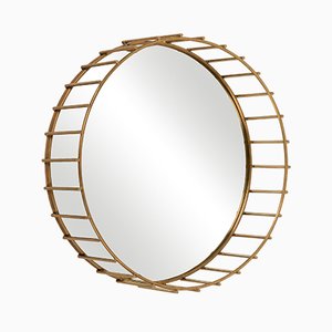 Espejo Cage redondo con diseño lineal de Niccolo De Ruvo para Brass Brothers