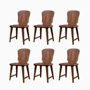 Swedish Pine Dining Chairs, 1940s, Set of 6