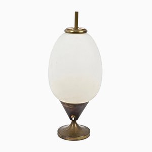 Mid-Century Italian Brass & Opaline Glass Egg Table Lamp, 1960s