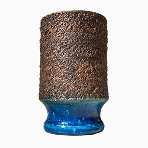 Blaue Mid-Century Rimini Vase aus Steingut von Aldo Londi für Bitossi, 1960er