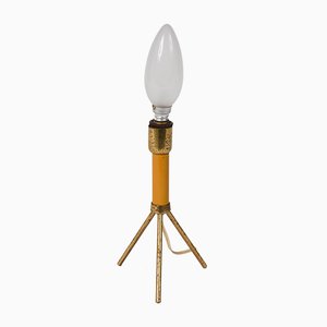 Italian Lacquered Metal & Brass Tripod Table Lamp, 1950s