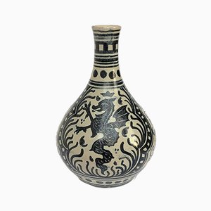 Handbemalte Keramikvase mit Drachen-Motiv von Deruta, 1960er