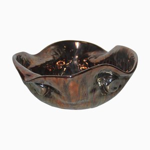 Albisola Enamel with Metallic Luster Ceramic Bowl by Giuseppe Mazzotti, 1950s