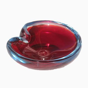 Cuenco Mid-Century de cristal de Murano rojo de Seguso, años 60