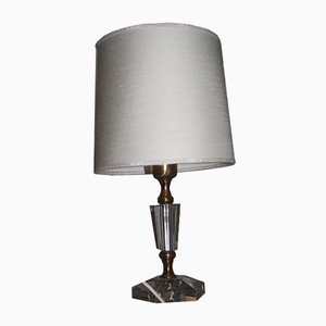 Lampada da tavolo Mid-Century in cristallo e ottone, anni '50