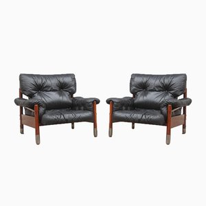 Set de Fauteuils en Cuir Noir par Carlo de Carli, 1960s