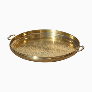 Italian Hand-Hammered Brass Tray, 1970s