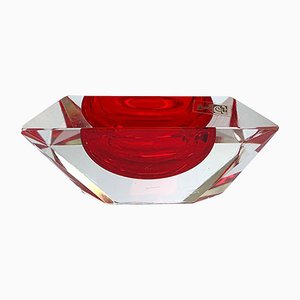 Murano Cut Glass Bowl by Flavio Poli, 1950s