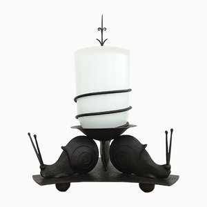 French Snail Wrought Iron Table Lamp, 1920s
