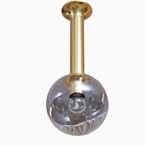 Lámpara colgante de latón y vidrio de Ott International, años 70