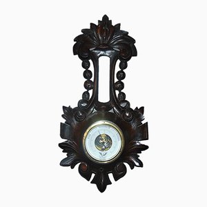 Antique Wooden Barometer & Thermometer