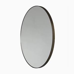 Black Tinted Orbis Round Mirror, Rejuvenation Oval Metal Framed Mirror