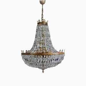 Lampadario grande in stile Impero in cristallo di Palwa, anni '60