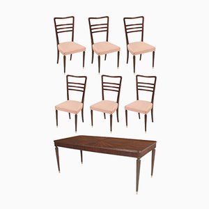 Mid-Century Esstisch & 6 Stühle aus Mahagoni, 1930er, 7 . Set