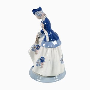 Große mehrfarbige italienische Frauenfigur aus Keramik von Porcelain Cacciapuoti, 1930er