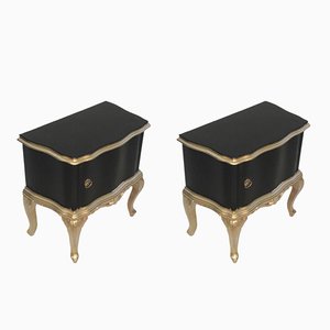 Venetian Baroque Walnut and Walnut Veneer Nightstands, Set of 2