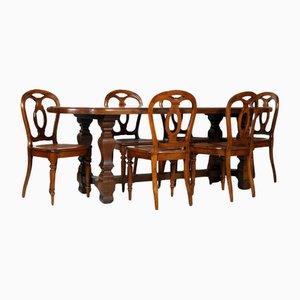 19th Century Dining Table & Chairs, Set of 7